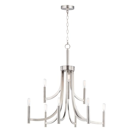 Maxim Lighting Lyndon 9-Light 32" Wide Satin Nickel Chandelier 21529SN